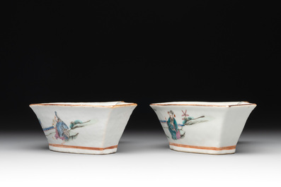 A Chinese famille rose nine-piece sweetmeat or rice table set, Tongzhi mark, 19th C.