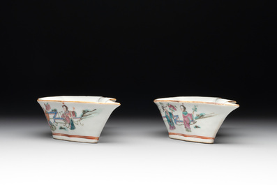 A Chinese famille rose nine-piece sweetmeat or rice table set, Tongzhi mark, 19th C.