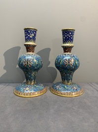 A pair of Chinese cloisonn&eacute; 'ganglu ping' or holy water vases, 18/19th C.