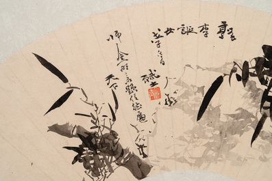 Two Chinese fans, ink and colour on paper, signed Taxin 褟欣, dated 1860