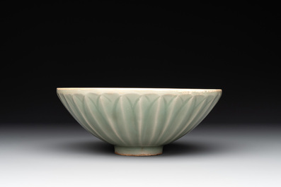 A Chinese Longquan celadon 'lotus' bowl, Song or later