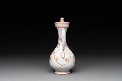 A Chinese iron-red and gilt-decorated ewer with floral design, Kangxi
