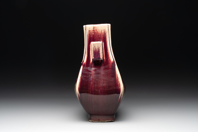 A Chinese flamb&eacute;-glazed 'hu' vase, 19th C.