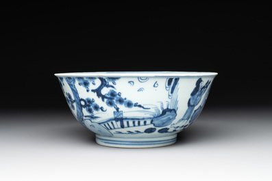 A Chinese blue and white 'immortals' bowl, Yongzheng/Qianlong