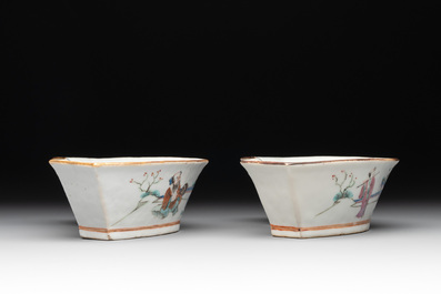 A Chinese famille rose nine-piece sweetmeat or rice table set, Tongzhi mark, 19th C.