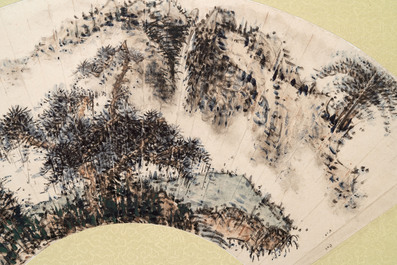 Two Chinese fans, ink and colour on paper, signed Taxin 褟欣, dated 1860