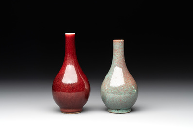 A Chinese flamb&eacute;-glazed vase and a robin's egg-glazed vase, 19th C.