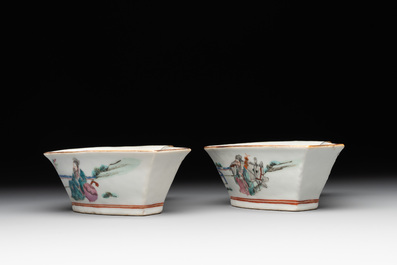 A Chinese famille rose nine-piece sweetmeat or rice table set, Tongzhi mark, 19th C.