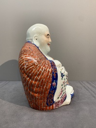 A Chinese famille rose Buddha and two figures, Zhi Yitai 朱義泰 mark, 19/20th C.