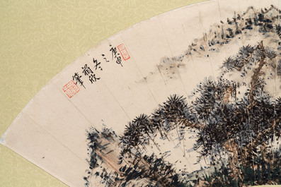 Two Chinese fans, ink and colour on paper, signed Taxin 褟欣, dated 1860