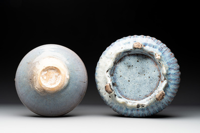 A Chinese Jun-glazed bowl and a narcissus basin, Ming/Qing