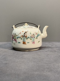A varied collection of seven Chinese famille rose, verte and monochrome wares, 19th C.
