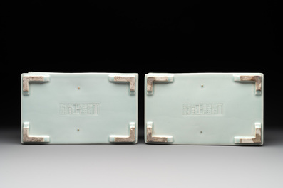 A pair of Chinese celadon-glazed jardini&egrave;res, Yongzheng mark, Republic