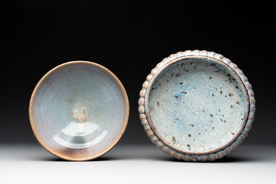 A Chinese Jun-glazed bowl and a narcissus basin, Ming/Qing
