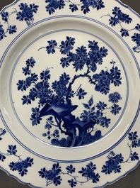 A Chinese blue and white dish with floral design, Kangxi mark and of the period