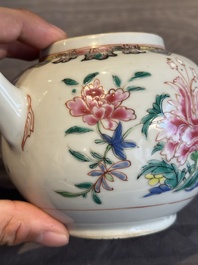 Two Chinese famille rose teapots with floral design, Yongzheng/Qianlong