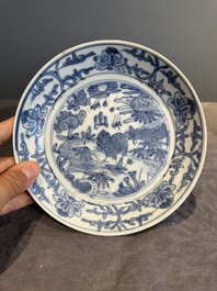 RETURNED 10/12/24 Five Chinese Swatow blue and white 'rooster' plates, Ming