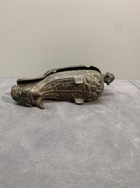 Two Chinese bronze buffalo-form vessels and covers, 'xizun 犧尊', Ming