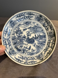 RETURNED 10/12/24 Five Chinese Swatow blue and white 'rooster' plates, Ming