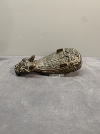 Two Chinese bronze buffalo-form vessels and covers, 'xizun 犧尊', Ming