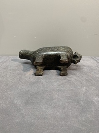 Two Chinese bronze buffalo-form vessels and covers, 'xizun 犧尊', Ming