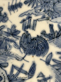 RETURNED 10/12/24 Five Chinese Swatow blue and white 'rooster' plates, Ming
