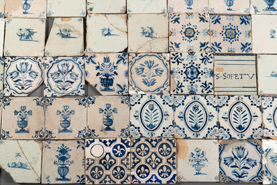 109 blue and white Dutch Delft tiles, 17/18th C.