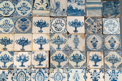 109 blue and white Dutch Delft tiles, 17/18th C.