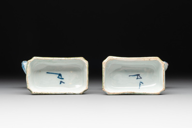 A pair of polychrome Dutch Delft cows, 18th C.