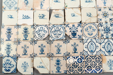 109 blue and white Dutch Delft tiles, 17/18th C.