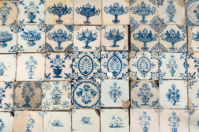 109 blue and white Dutch Delft tiles, 17/18th C.