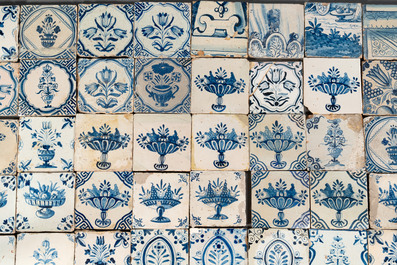 109 blue and white Dutch Delft tiles, 17/18th C.