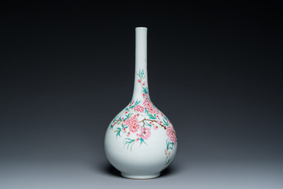 A Chinese famille rose bottle vase with floral design, Yongzheng mark, Republic