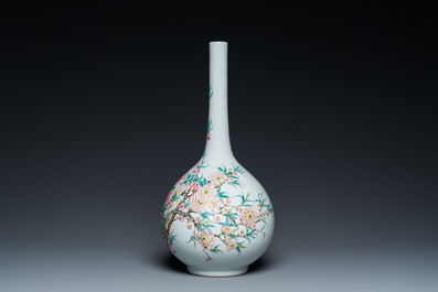 A Chinese famille rose bottle vase with floral design, Yongzheng mark, Republic