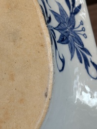 A pair of octagonal Chinese blue and white 'court ladies' dishes, Yongzheng