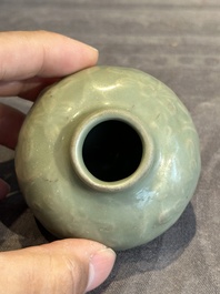 Six Chinese Longquan celadon jarlets with incised floral design, Yuan/Ming