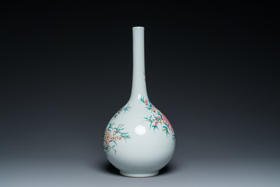 A Chinese famille rose bottle vase with floral design, Yongzheng mark, Republic