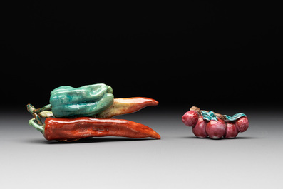 Two Chinese famille rose miniature models, 18/19th C.