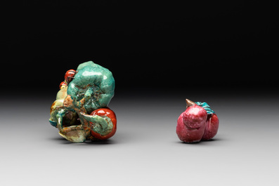 Two Chinese famille rose miniature models, 18/19th C.