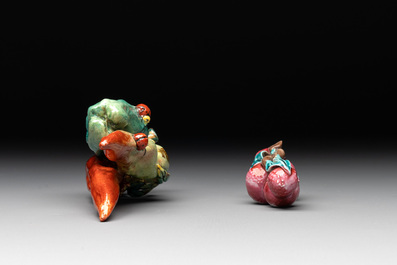 Two Chinese famille rose miniature models, 18/19th C.