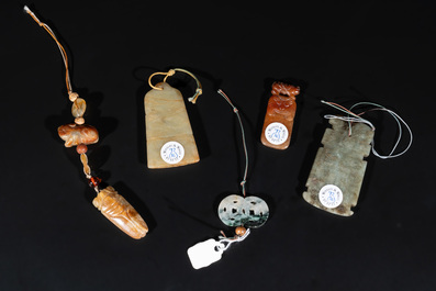 A collection of Chinese jade pendants, Qing