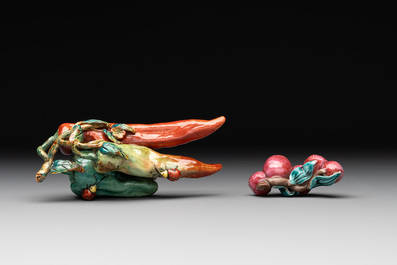 Two Chinese famille rose miniature models, 18/19th C.