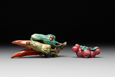 Two Chinese famille rose miniature models, 18/19th C.