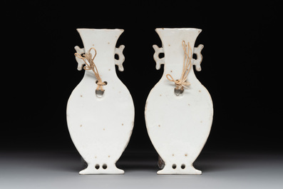 A pair of Chinese famille rose wall vases and a 'gu' vase, 19/20th C.