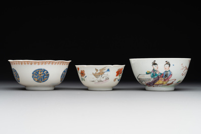 12 Chinese famille rose tea wares, Yongzheng and later