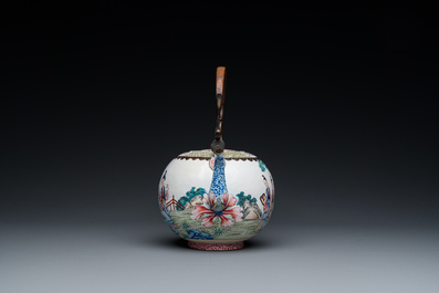 A Chinese Canton enamel teapot and cover, Qianlong
