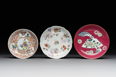 12 Chinese famille rose tea wares, Yongzheng and later