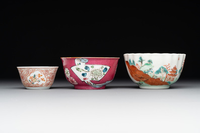 12 Chinese famille rose tea wares, Yongzheng and later
