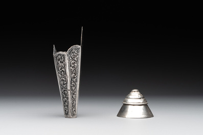 A varied collection of eight silver betel chewing utensils, Southeast Asia, 19/20th C.