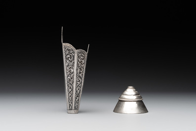 A varied collection of eight silver betel chewing utensils, Southeast Asia, 19/20th C.